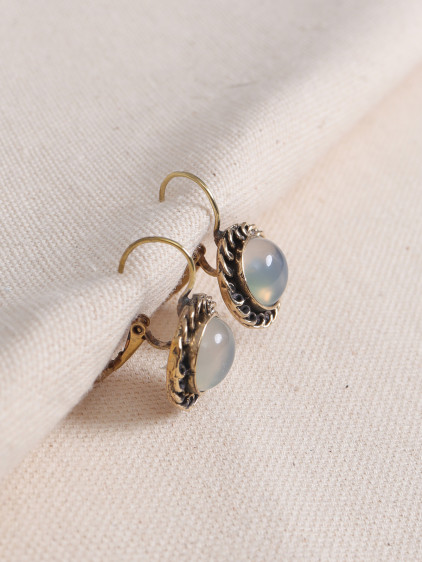 Ay Taşı Yuvarlak Otantik Küpe