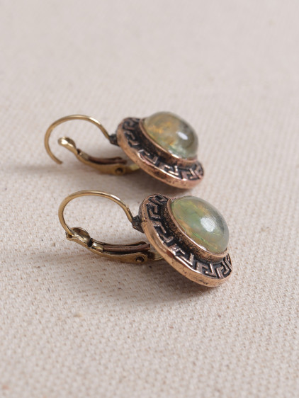 Rutil Kuvars Taşlı Grek Figürlü Otantik Küpe Rutil Kuvars Taşlı Grek Figürlü Otantik Küpe