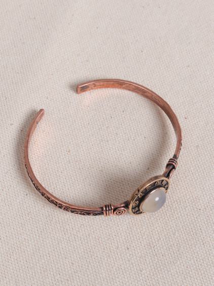 Ay Taşlı Burç Figürlü Bakır Bilezik