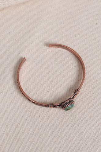 Yeşil Oval Taşlı Bakır Bilezik