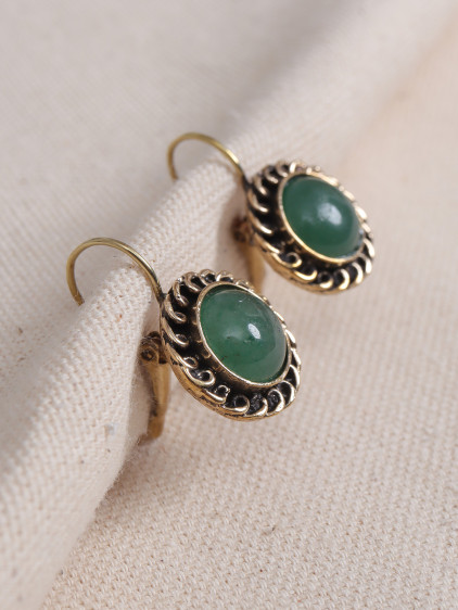 Aventurin Taşlı Yuvarlak Otantik Küpe