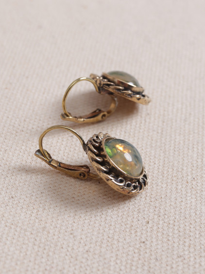 Rutil Kuvars Taşlı Yuvarlak Otantik Küpe