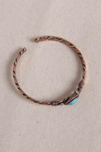 Turkuaz Taşlı Burgulu Bakır Bilezik