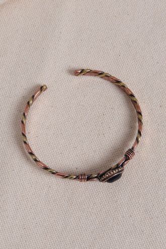 Siyah Yıldız Taşlı Burgulu Bakır Bilezik