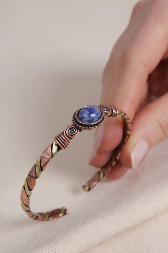 Sodalit Taşlı Burgulu Bakır Bilezik