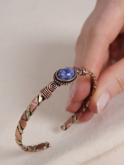 Sodalit Taşlı Burgulu Bakır Bilezik