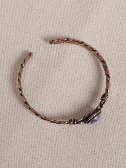 Sodalit Taşlı Burgulu Bakır Bilezik