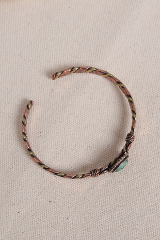 Yeşil Taşlı Burgulu Bakır Bilezik