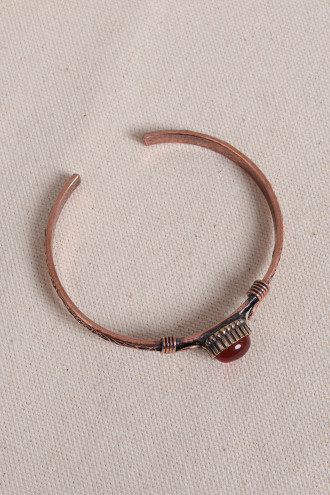 Akik Oval Taşlı Bakır Bilezik