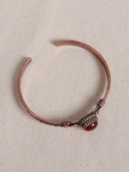 Akik Oval Taşlı Bakır Bilezik