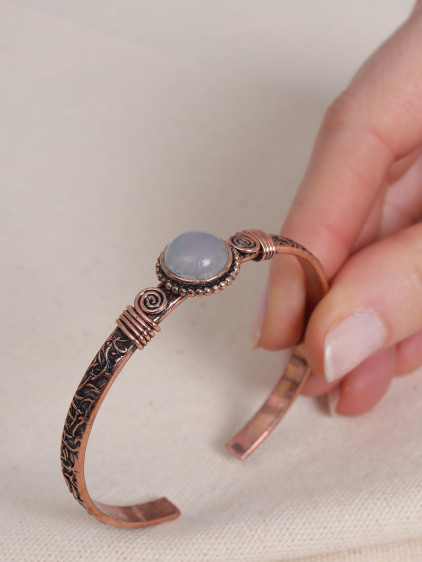 Ay Taşı Yuvarlak Taşlı Bakır Bilezik