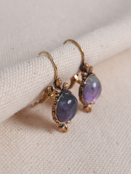 Ametist Taşlı Otantik Küpe