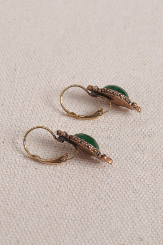 Yeşil Akik Taşlı Otantik Küpe