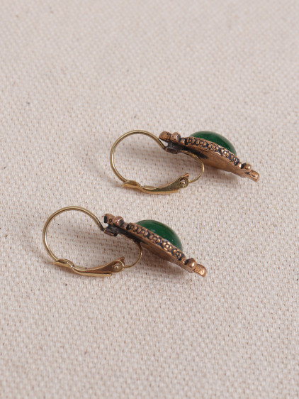 Yeşil Akik Taşlı Otantik Küpe