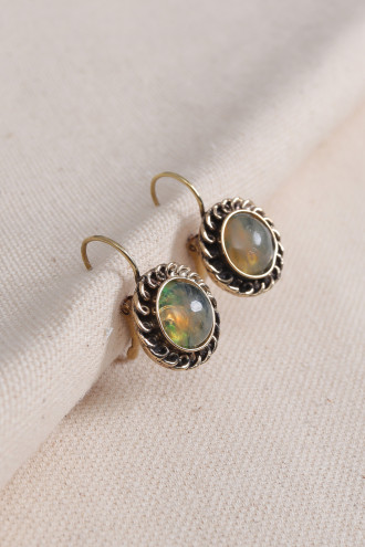 Rutil Kuvars Taşlı Yuvarlak Otantik Küpe