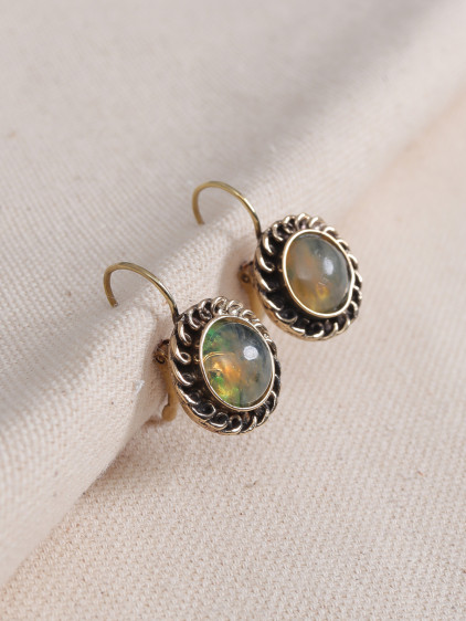 Rutil Kuvars Taşlı Yuvarlak Otantik Küpe