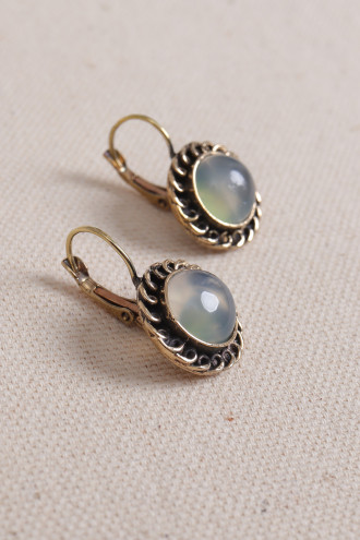 Ay Taşı Yuvarlak Otantik Küpe