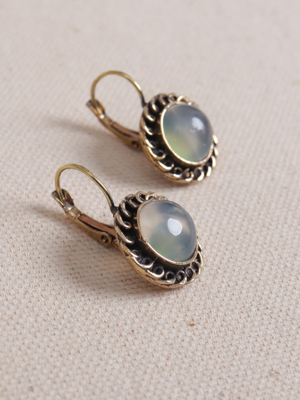 Ay Taşı Yuvarlak Otantik Küpe