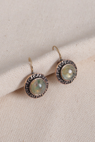 Rutil Kuvars Taşlı Grek Figürlü Otantik Küpe