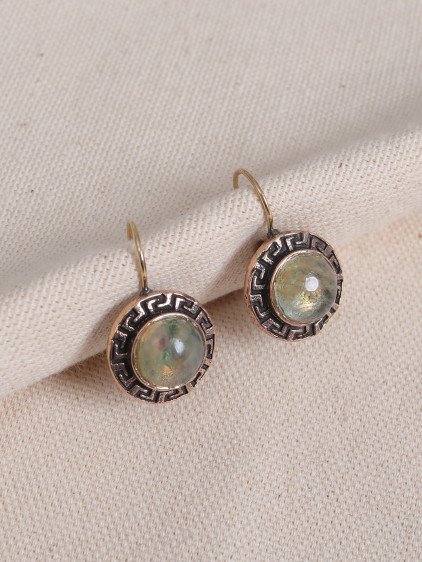 Rutil Kuvars Taşlı Grek Figürlü Otantik Küpe Rutil Kuvars Taşlı Grek Figürlü Otantik Küpe