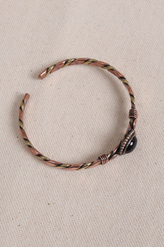 Onix Taşlı Burgulu Bakır Bilezik