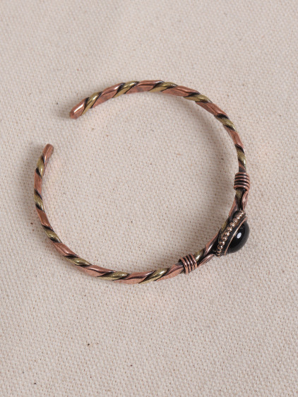 Onix Taşlı Burgulu Bakır Bilezik