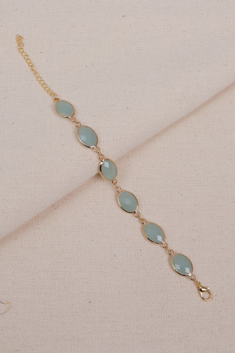 Su Yeşili Badem Boncuklu Gold Bilezik