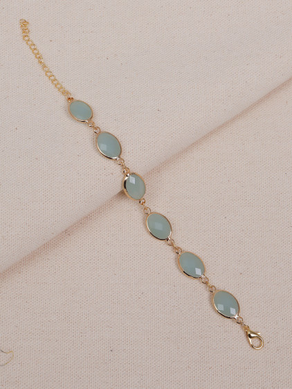 Su Yeşili Badem Boncuklu Gold Bilezik Su Yeşili Badem Boncuklu Gold Bilezik