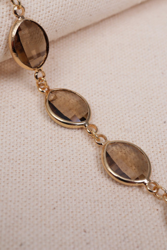 Bronz Taşlı Badem Boncuklu Gold Bilezik