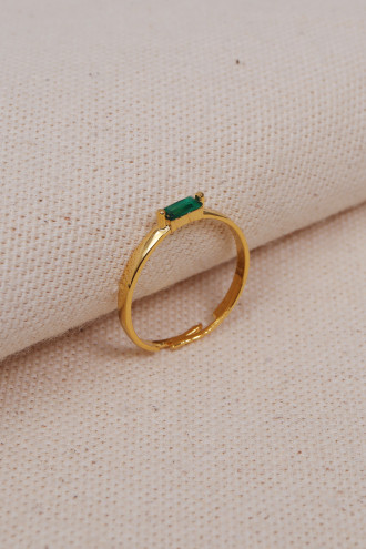Yeşil Baget Taşlı Minimal Yüzük