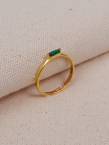 Yeşil Baget Taşlı Minimal Yüzük