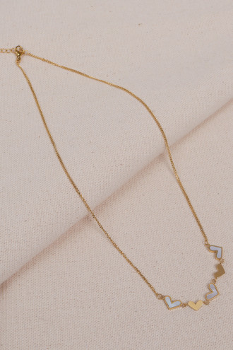 Beş Kalpli Sedefli Çelik Kolye