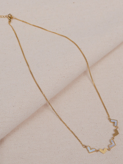 Beş Kalpli Sedefli Çelik Kolye