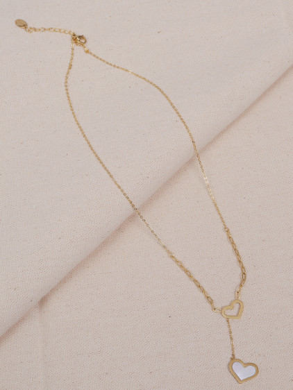 Kalp Sallantılı Sedefli Çelik Kolye