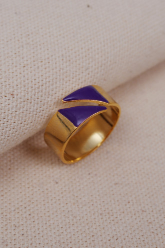 Mavi Mineli Ayarlanabilir Kalın Yüzük