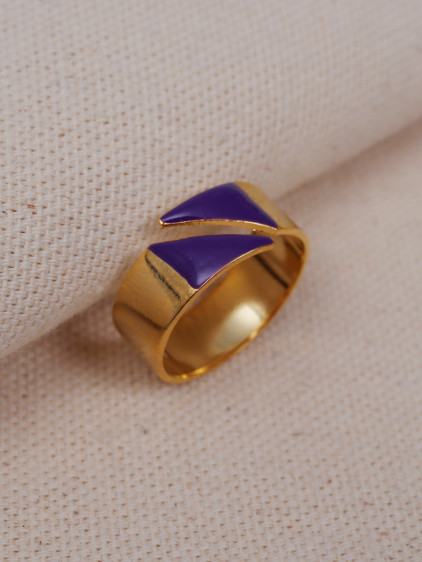 Mor Mineli Ayarlanabilir Kalın Yüzük