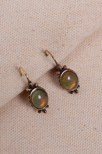 Bal Akik Taşlı Otantik Küpe