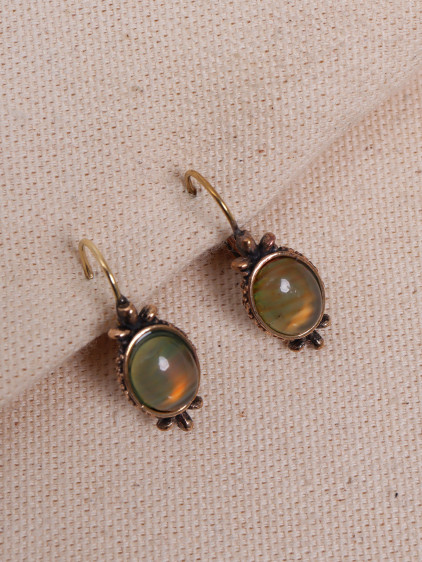 Bal Akik Taşlı Otantik Küpe