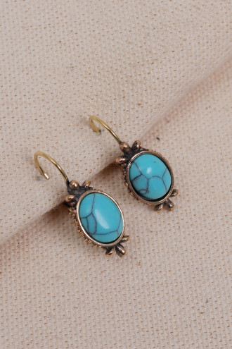 Turkuaz Taşlı Otantik Küpe