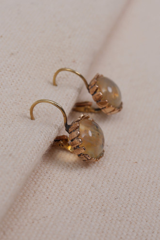 Rutil Kuvars Taşlı Otantik Küpe