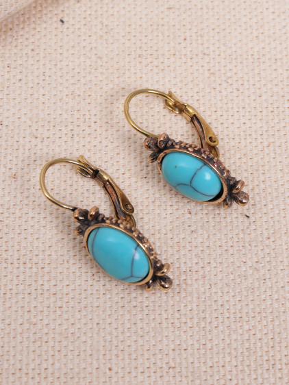 Turkuaz Taşlı Otantik Küpe