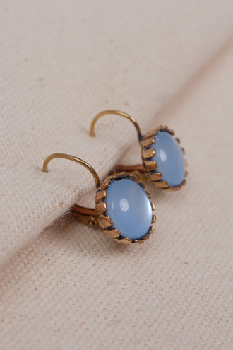 Saydam Bebek Mavi Taşlı Yuvarlak Otantik Küpe