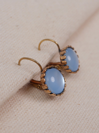 Saydam Bebek Mavi Taşlı Yuvarlak Otantik Küpe