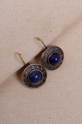 Lapis Taşlı Burç Figürlü Otantik Küpe