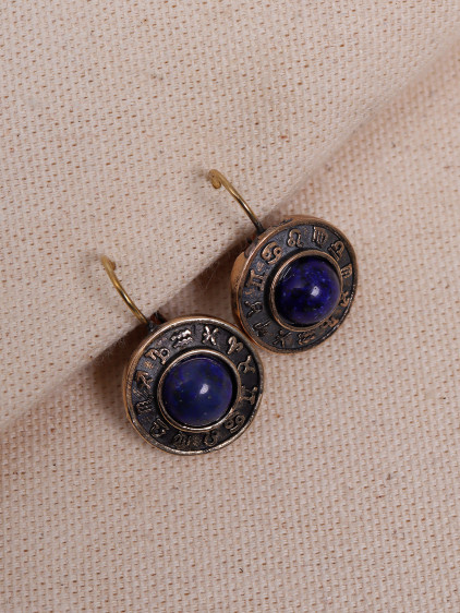 Lapis Taşlı Burç Figürlü Otantik Küpe Lapis Taşlı Burç Figürlü Otantik Küpe