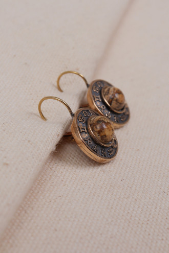 Jasper Taşlı Burç Figürlü Otantik Küpe