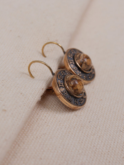 Jasper Taşlı Burç Figürlü Otantik Küpe