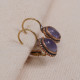 Mini Oval Ametist Taşlı Otantik Küpe