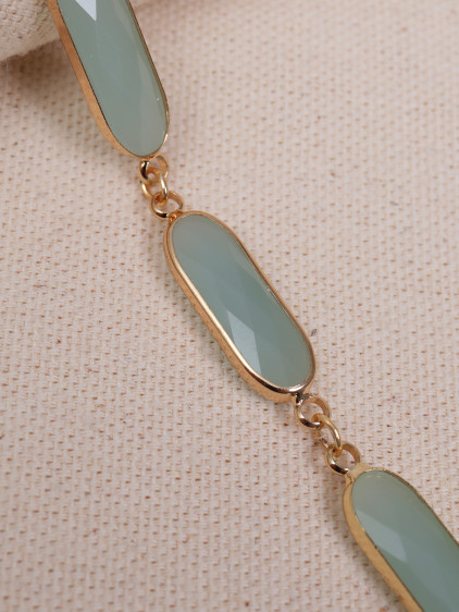 Su Yeşili Uzun Boncuklu Gold Bilezik