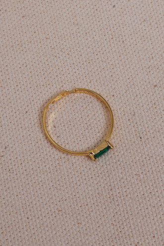 Yeşil Baget Taşlı Minimal Yüzük